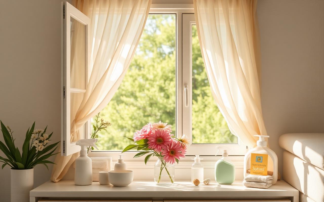 Spring Cleaning illustration for article: What Professional House Cleaners Always Do First During Spring Cleaning (And 5 Mistakes to Avoid)